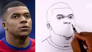 How To Draw Kylian Mbappe Portrait Drawing