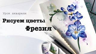 Рисуем цветы акварелью. Фрезия