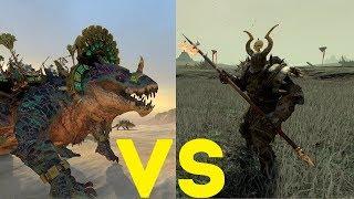 Жуткий завр vs Избранные (алебарды) : Total War Warhammer 2. тесты юнитов v1.7.0.