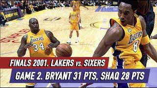 NBA Finals 2001 Lakers vs Sixers Game 2 Full Highlights Shaq 28 pts 20 reb 9 ast 8 blk Bryant 31 pts