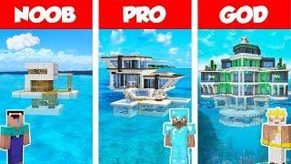 Minecraft NOOB vs PRO vs GOD: MODERN HOUSE ON WATER BUILD CHALLENGE in Minecraft / Animation