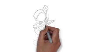 как нарисовать гитару,how to draw a guitar,cómo dibujar una guitarra,come disegnare una chitarra