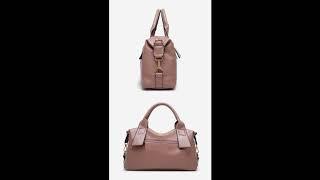 Women Top Handle Boston PU Leather Bags1