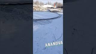 Excited Locals Go For Spin On Giant Ice Circle Formed On Frozen River