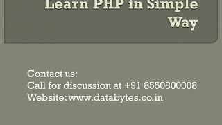 Learn PHP Course in Simple Way - Databytes.co.in