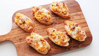 Corn Cheese Toast w/ Ham (Perfect Lunch Bites)