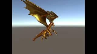 Realistic Gold Dragon 3d Model - Fire Unity