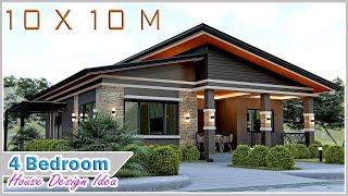 SMALL HOUSE DESIGN| 10x10 Meters (32.8 x 32.8 ft) | 4 Bedroom House