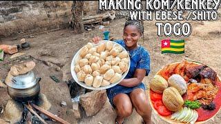 Making authentic delicious Kom/Kenkey and ebese fion fion /Shito in Togo west Africa 