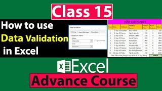 How to use Data Validation in Excel in Urdu - Class No 15