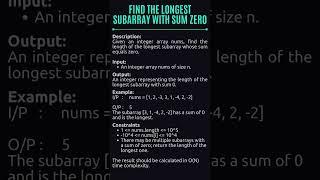 Array Find the Longest Subarray with Sum 0 | Coding Challenge | Code Burner | day 8 #dsa #coding