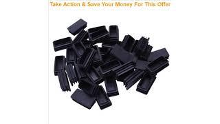 Top Plastic Blanking End Cap Tubing Tube Inserts 25mmx50mm 40 Pcs Black