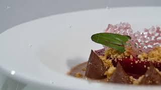 salad vinaigrette on a plate on a white background isolated close up. Beetroot beet chopped for