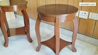 WOODAKH - Coffee Table | Round Shape Side Table New Modern design | Wooden Tea Table