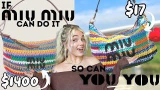 Crocheting the $1400 *VIRAL SOLD OUT* rainbow crochet bag with ONLY scrap yarn!! THE PERFECT DUPE!?