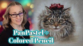 Drawing a Christmas Kitten - Layering Pastels and Pencils