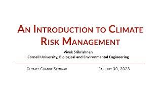 An Introduction to Climate Risk Management