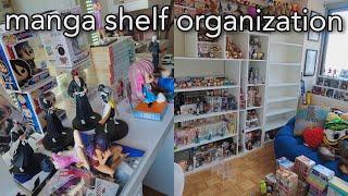 manga room makeover: organizing, figures, manga shelving 