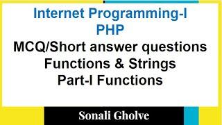 Functions in PHP MCQ/ Short answer questions|Internet Programming MCQs