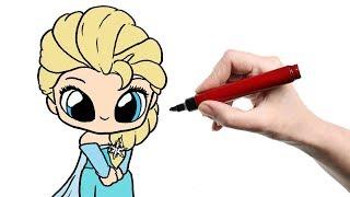 How To Draw Elsa From Frozen...Учимся рисовать Эльзу из "Холодное Сердце"