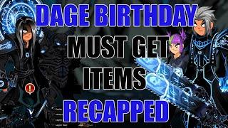 AQW Must Get Dage Birthday Items Recapped | Boss Drops - Quest Pets -Badges - Classes - Dark Caster!