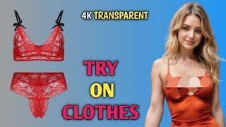 4K] See-Through Clothes Try on Haul | Transparent Fabric & No Bra Trend with see through