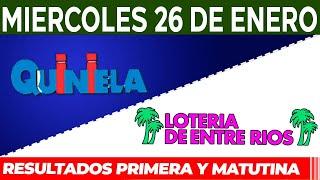 Quinielas Primera y matutina de Córdoba y Entre Rios Miércoles 26 de Enero