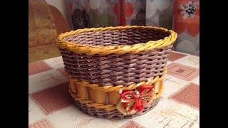 #2 Корзинка с бабочкой Мастер-класс от А до Я DIY Newspaper Basket Weaving Tutorial ENGLISH SUBS