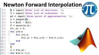 Newton Forward Interpolation MATLAB code (Short & Easy Explanation)