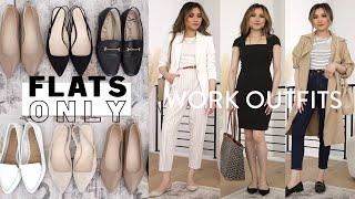 *FLATS ONLY* WORK OUTFIT IDEAS 2022 | Basic Work Outfit Ideas + Best Work Flats | Miss Louie