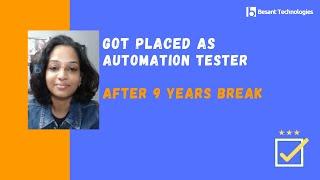 Besant Technologies HSR Review | Vijayalakshmi Got Placed as Automation QA Tester After 9 Year Gap