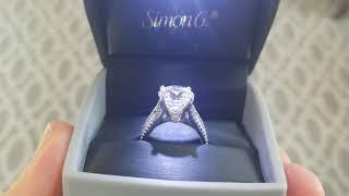 Simon G. Large Center Cathedral Style Diamond Engagement Ring