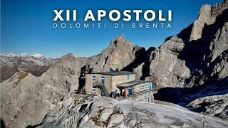 NOTTE NELL'INVERNALE DEL RIFUGIO XII APOSTOLI | ANELLO DALLA VAL D'AGOLA - DOLOMITI DI BRENTA [4K]