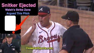 E141 - Brian Snitker Ejected After Umpire Walsh's Strike 2 Call to Jorge Soler