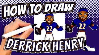 How to Draw Derrick Henry for Kids - Baltimore Ravens NFL Football