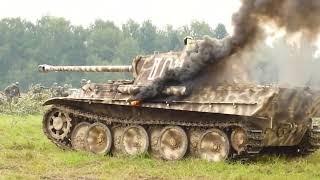 German tank PzKpfw V "Panther" is on fire