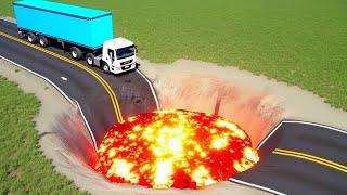 Cars vs Giant Crater Challenge in BeamNG Drive!