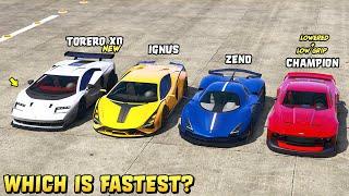 GTA 5 - TORERO XO vs IGNUS vs OVERFLOD ZENO vs CHAMPION - Which is Fastest?