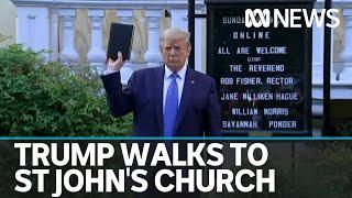 Trump walks to St John's church which had been damaged by rioters overnight | ABC News