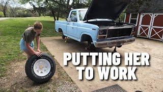 Anna Paints Her Truck Wheels