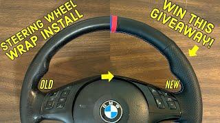 BMW E46 Steering wheel restoration - Custom M3 DIY wrap install and review - Instagram Giveaway