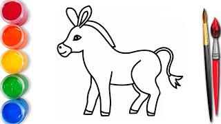 How to draw donkey for kids | Рисование  осел для детей |  Bolalar uchun eshak rasm chizish