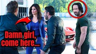 Bikers Harass Sandra Bullock at Gas Station, Unaware that Keanu Reeves is Watching!