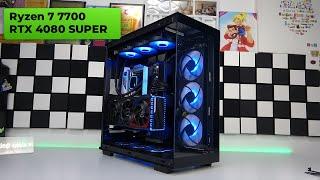 AMD Ryzen 7 7700 + RTX 4080 SUPER  Build PANORAMIC gaming PC + Test 1080p 1440p 2160p