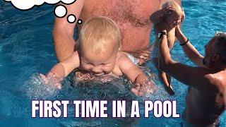 Happy Baby - first time in a pool | Baby Lika daily life