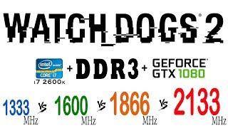 Watch Dogs 2 on DDR3 1333 MHz, 1600 MHz, 1866 MHz, 2133 MHz