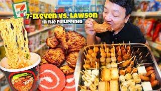 24 Hours Eating Only Filipino CONVENIENCE STORE FOOD! 7-Eleven vs. Lawson in the Philippines