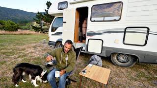 Camping In Vintage Japanese RV With Dog