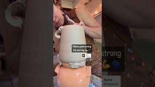 ️ Pottery trimming #hack ️ Use other pots to help preserve fragile shapes #pottery #trimming