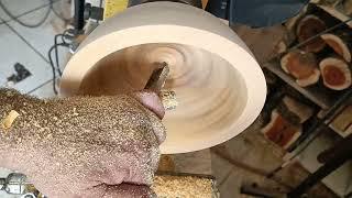 wood turning a hidden "treasure" grain in a piece of olive wood